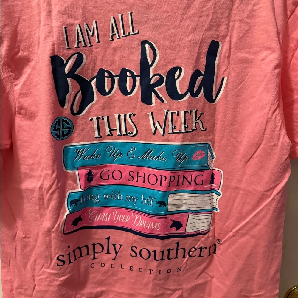 NWT Simply Southern “I am All Booked this Week” T-shirt - Picture 6 of 8
